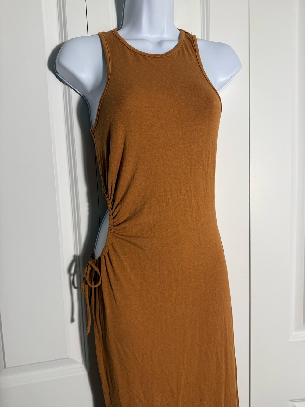 Forever 21 Rust-Tone Sleeveless Maxi Dress with Side Drawstring